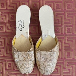 Women's Gold Embellished Slip-On Mules